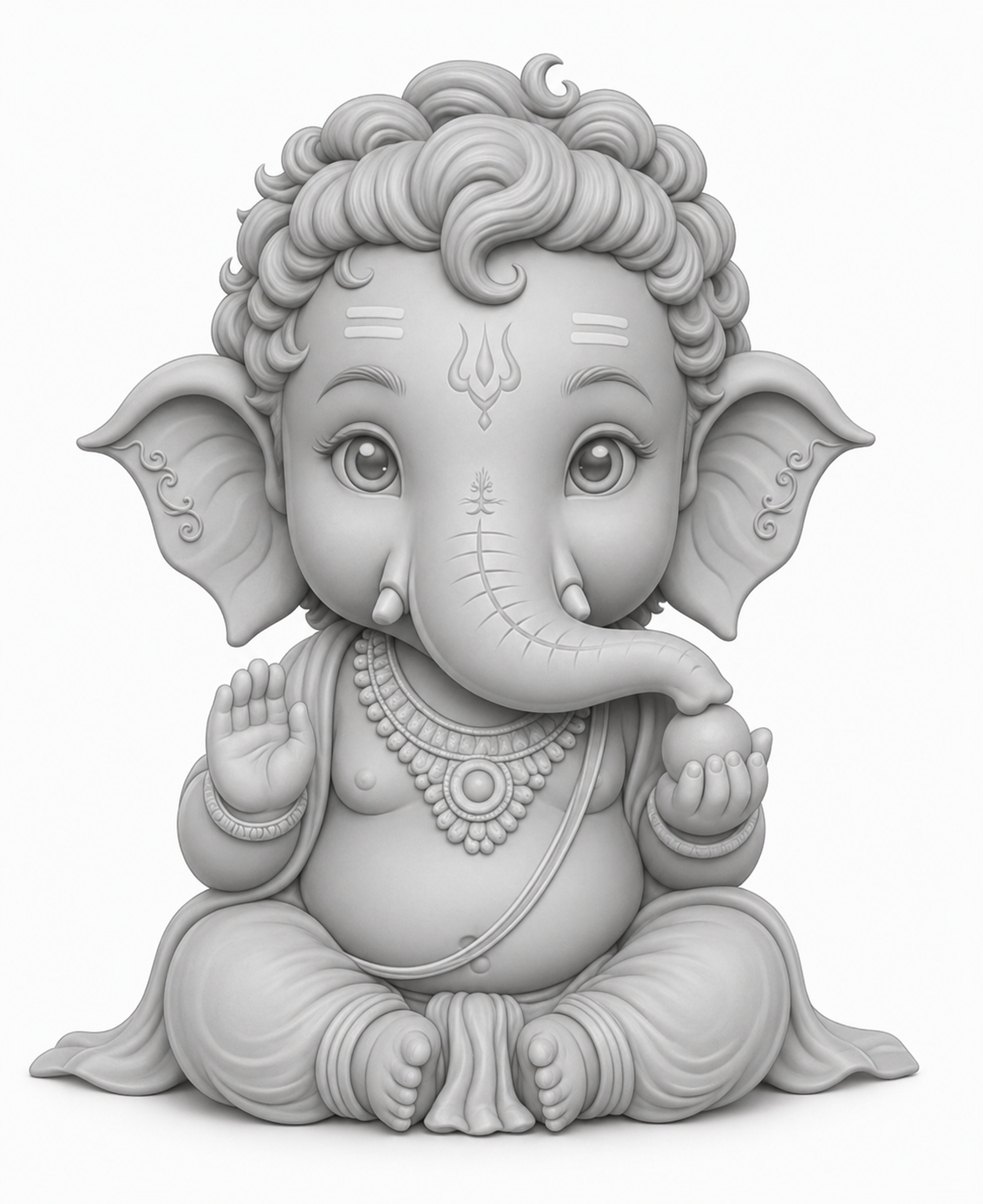 Cute Little Ganesha Chibi 2452 3D Model (5 Inch)